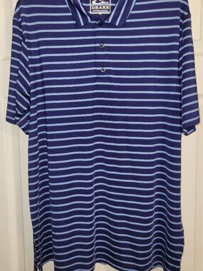 Drake Prefromance Stretch Striped Short Sleeve Polo (Men's L/Blue/Columbia Blue)
